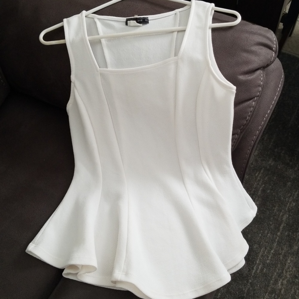 White peplum top